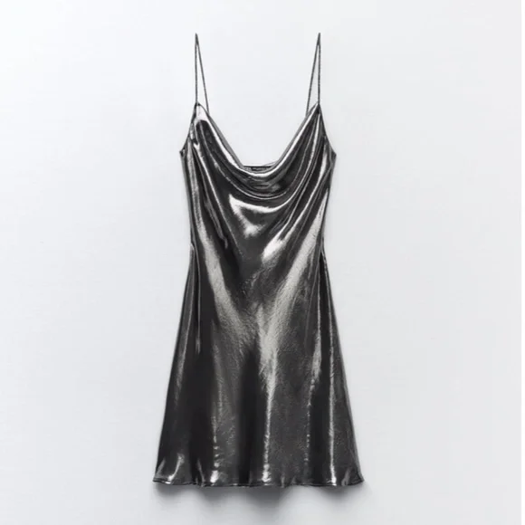 Zara black and silver dress cheap